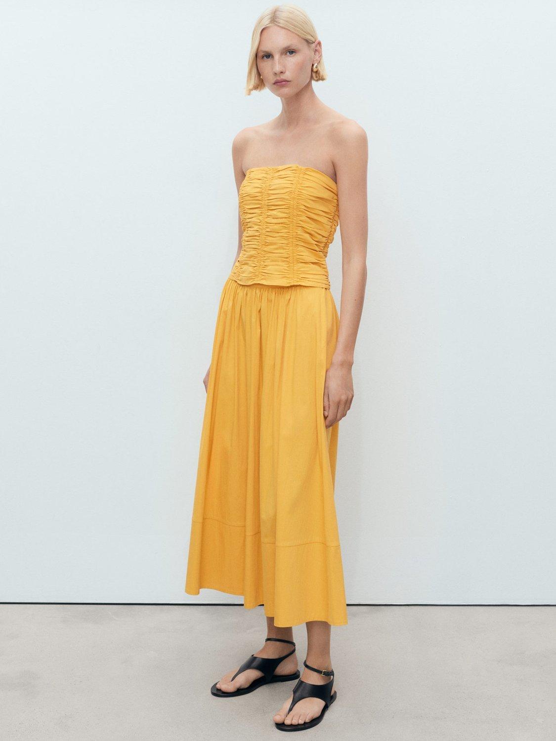 Product image 2 of 8, which shows Mango Sunny Gathered Bandeau Top, Medium Yellow, L