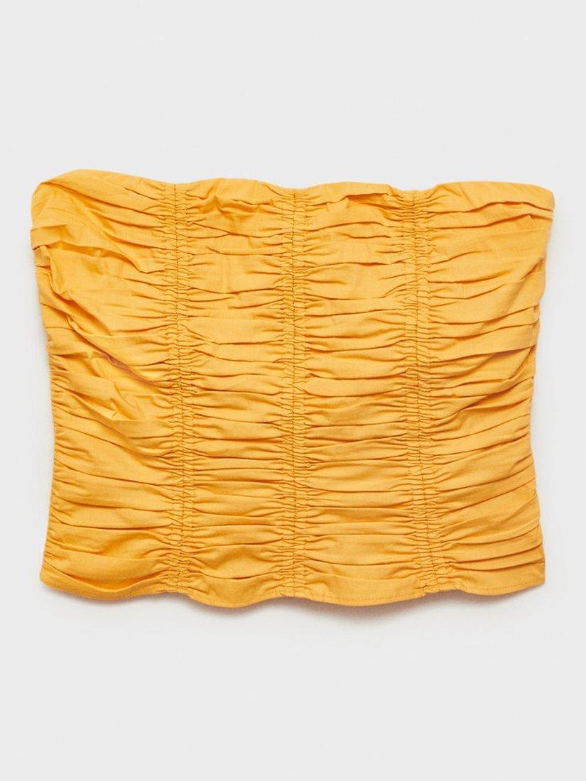 Product image 3 of 8, which shows Mango Sunny Gathered Bandeau Top, Medium Yellow, L