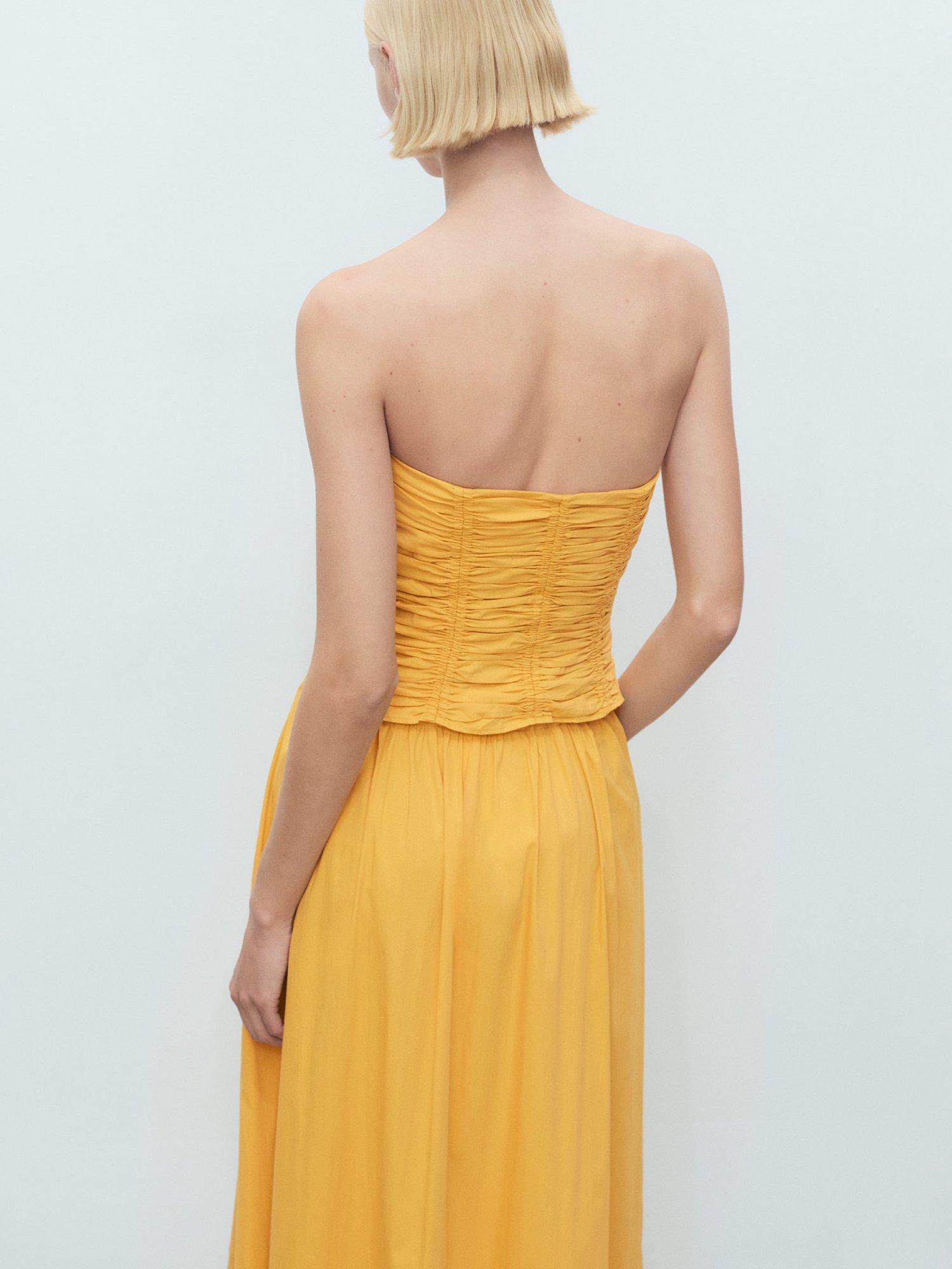 Product image 4 of 8, which shows Mango Sunny Gathered Bandeau Top, Medium Yellow, L