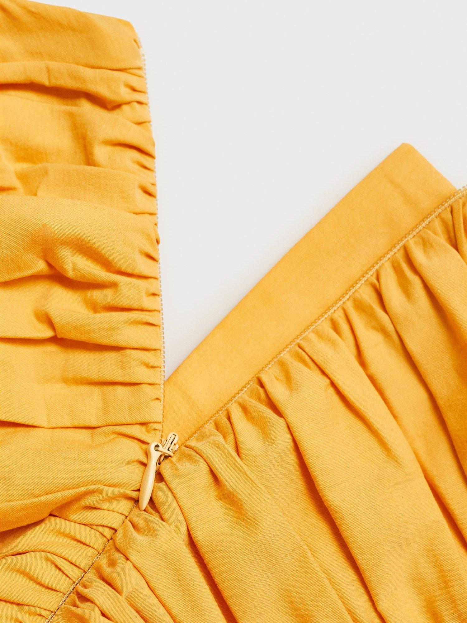 Product image 8 of 8, which shows Mango Sunny Gathered Bandeau Top, Medium Yellow, L