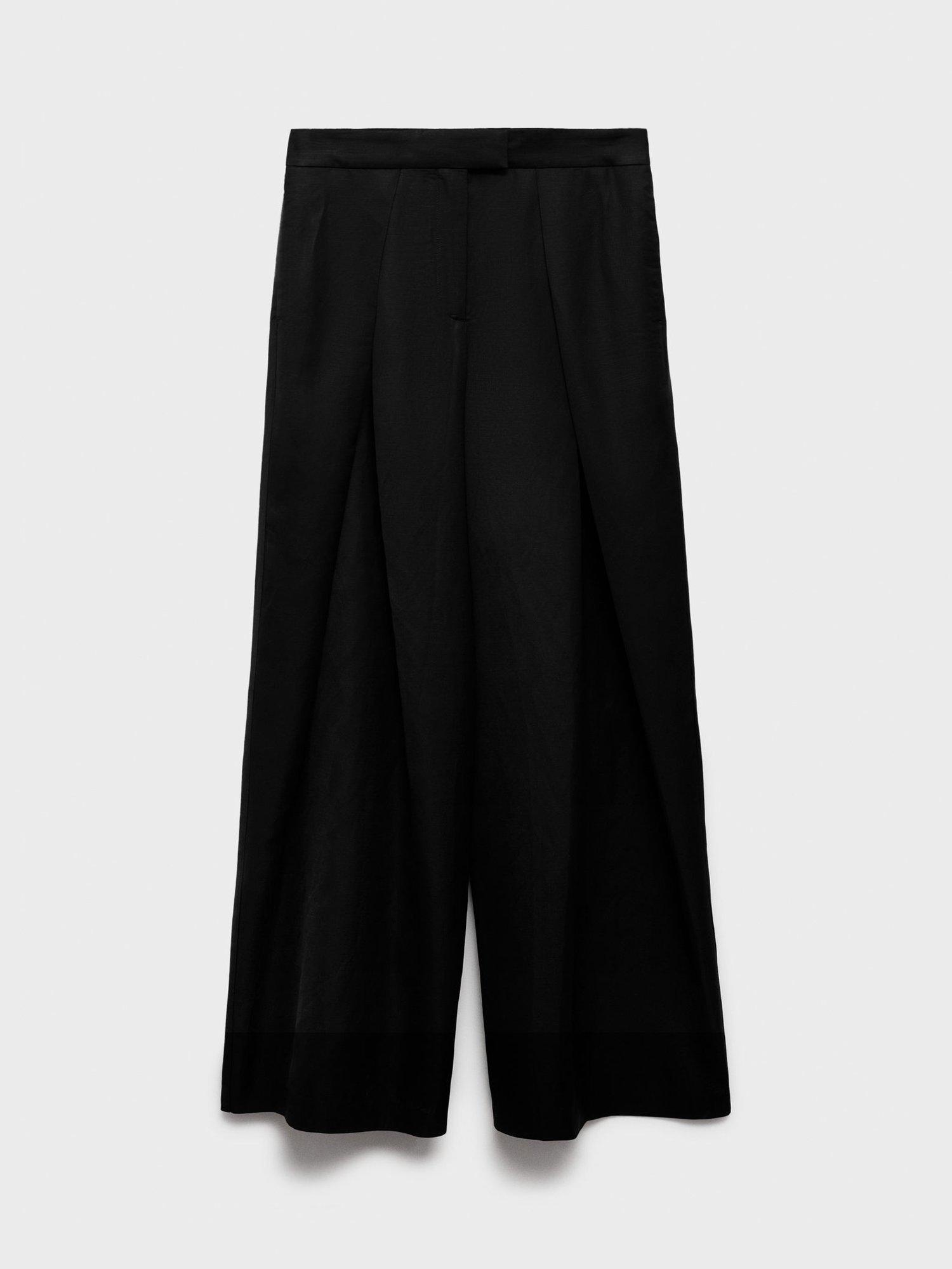 Product image 3 of 8, which shows Mango Danielle Wide Leg Trousers, Black, 6