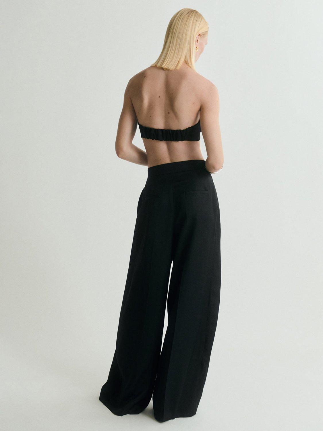 Product image 4 of 8, which shows Mango Danielle Wide Leg Trousers, Black, 6