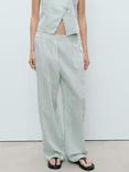Mango Lauri Stripe Wide Leg Trousers, Green