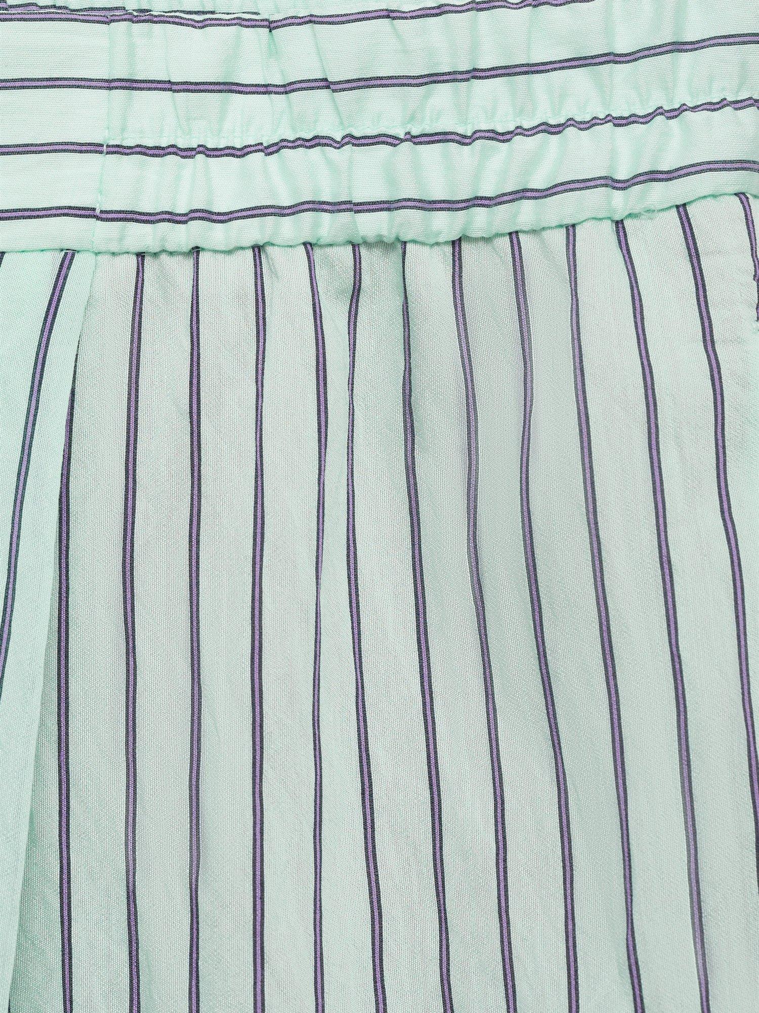Product image 5 of 7, which shows Mango Lauri Stripe Wide Leg Trousers, Green, L