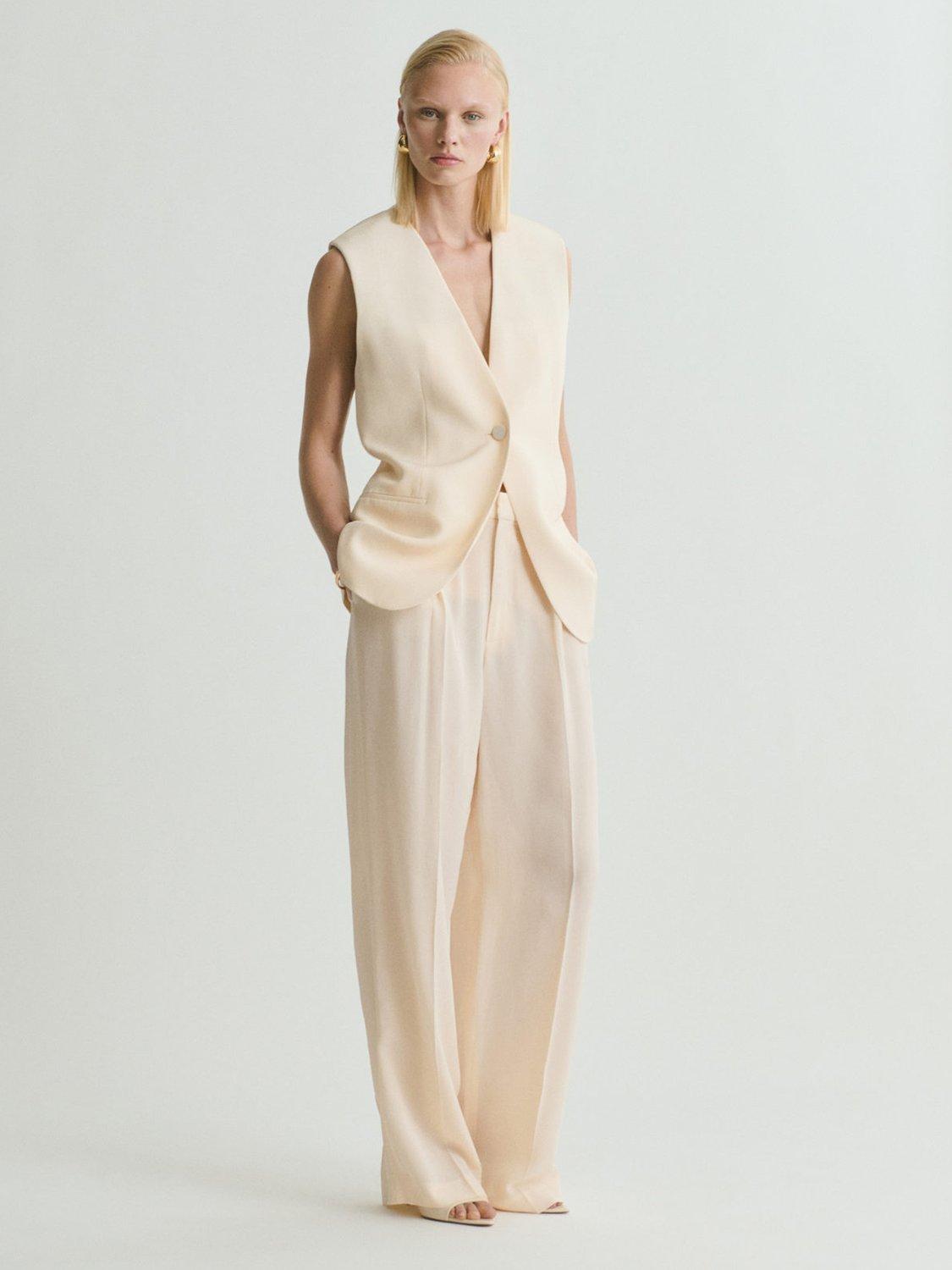 Product image 2 of 7, which shows Mango Mire Tailored Trousers, Yellow, 10