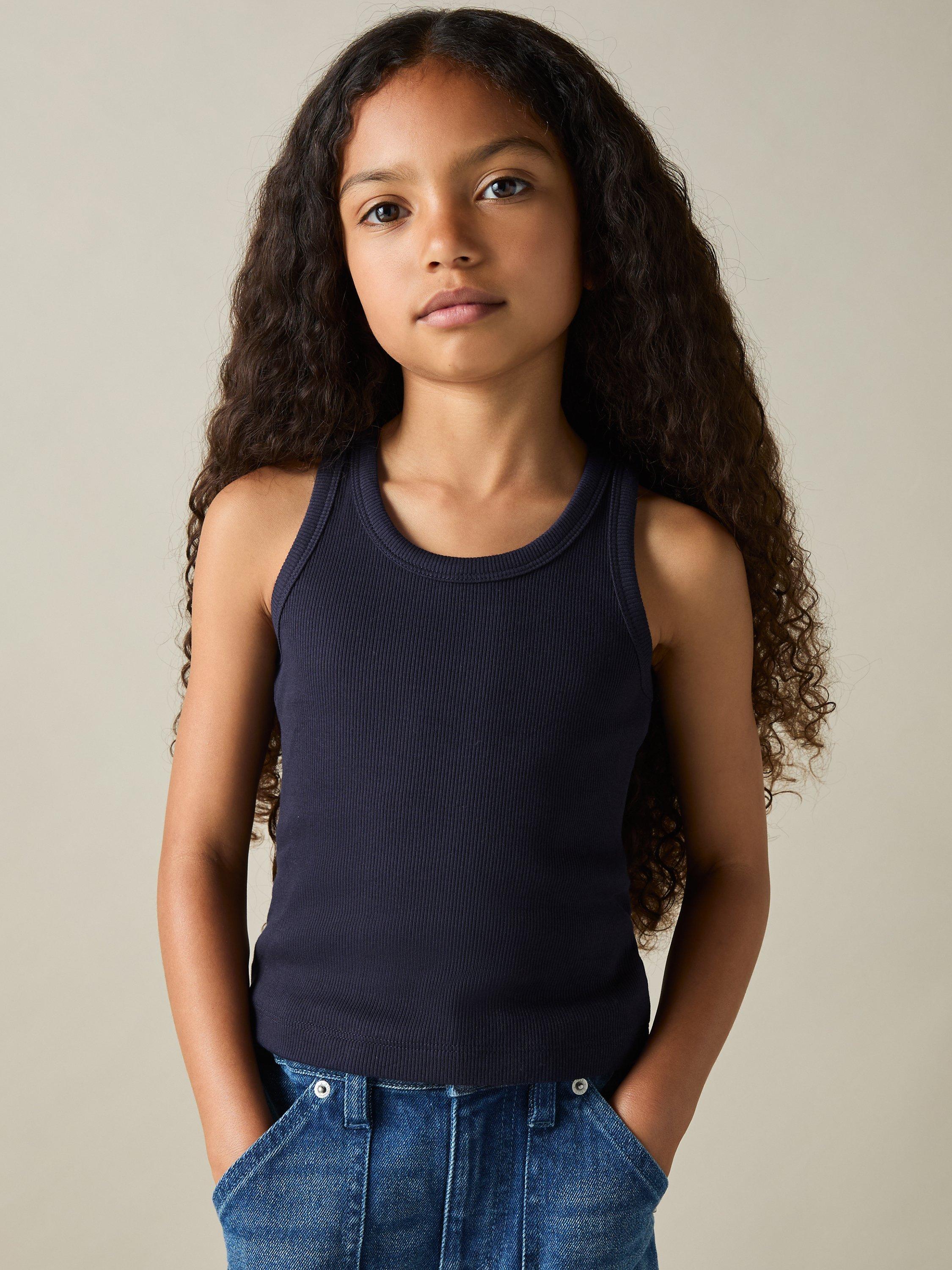 Product image 3 of 5, which shows Reiss Kids' Violet Ribbed Vests, Pack of 3, Pink/Navy/White, 4-5 years