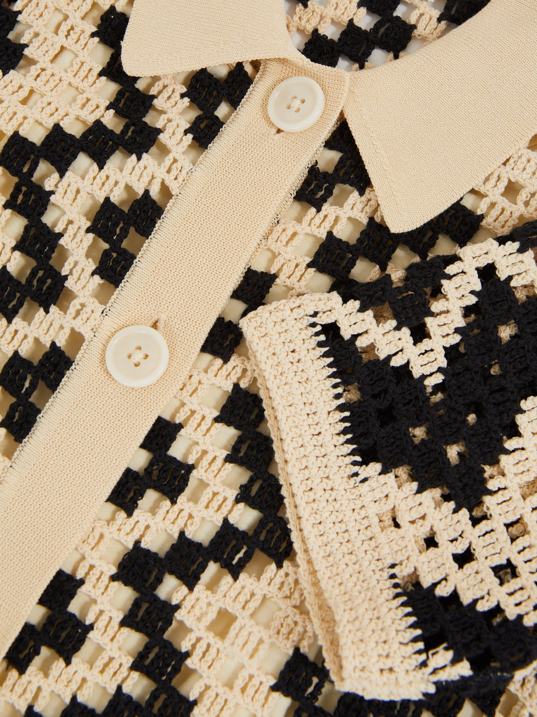 Product image 4 of 4, which shows Reiss Kids' Natalie Cotton Blend Patterned Crochet Dress, Ecru, 5-6 years