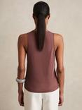 Reiss Ruby Silk Blend Front Vest Top, Mocha Brown