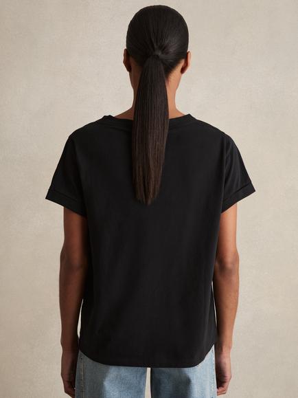 Reiss Luna V-Neck T-Shirt - view 2, Black