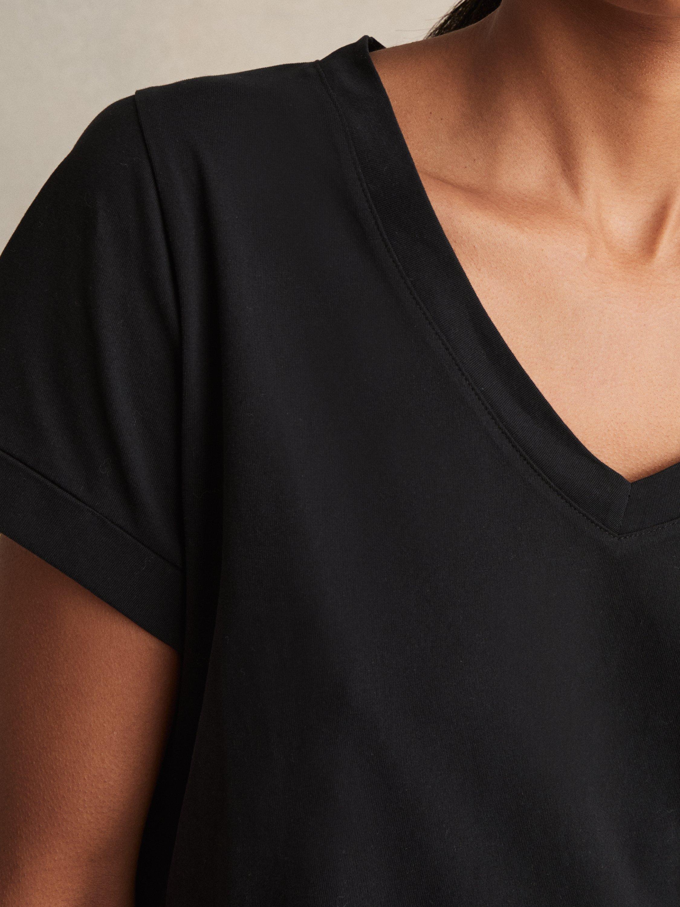 Product image 5 of 5, which shows Reiss Luna V-Neck T-Shirt, Black, XS