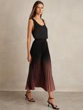 Reiss Marlie Ombre Pleated Skirt, Black/Pink