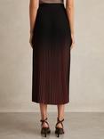 Reiss Marlie Ombre Pleated Skirt, Black/Pink