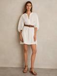 Reiss Romi Pure Linen Mini Dress, Ivory