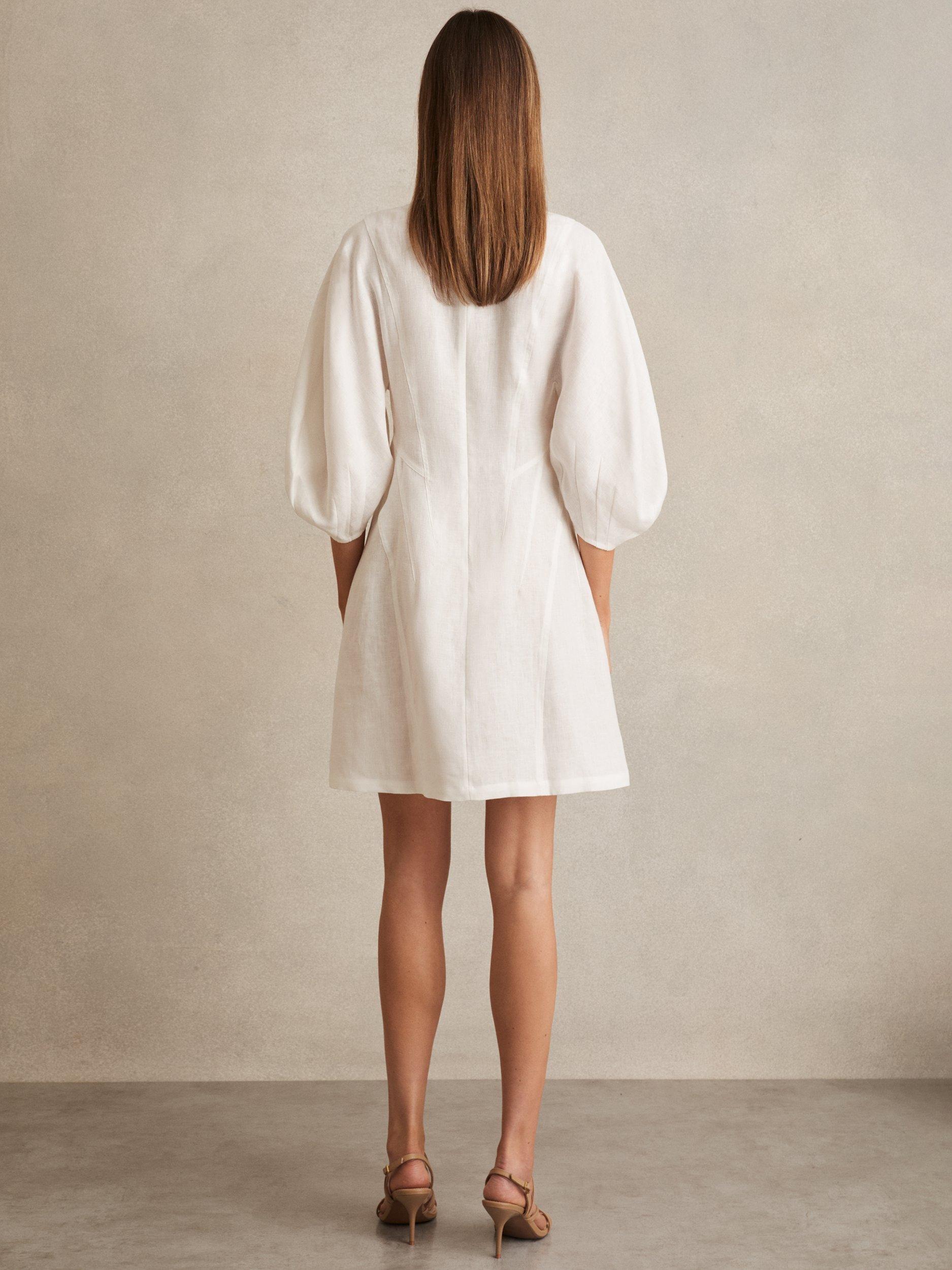 Product image 2 of 5, which shows Reiss Romi Pure Linen Mini Dress, Ivory, 6