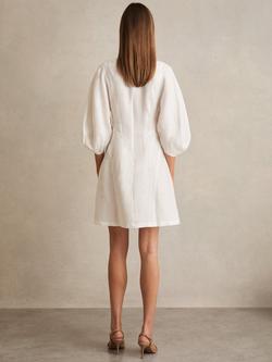 Reiss Romi Pure Linen Mini Dress, Ivory - view 2, Ivory