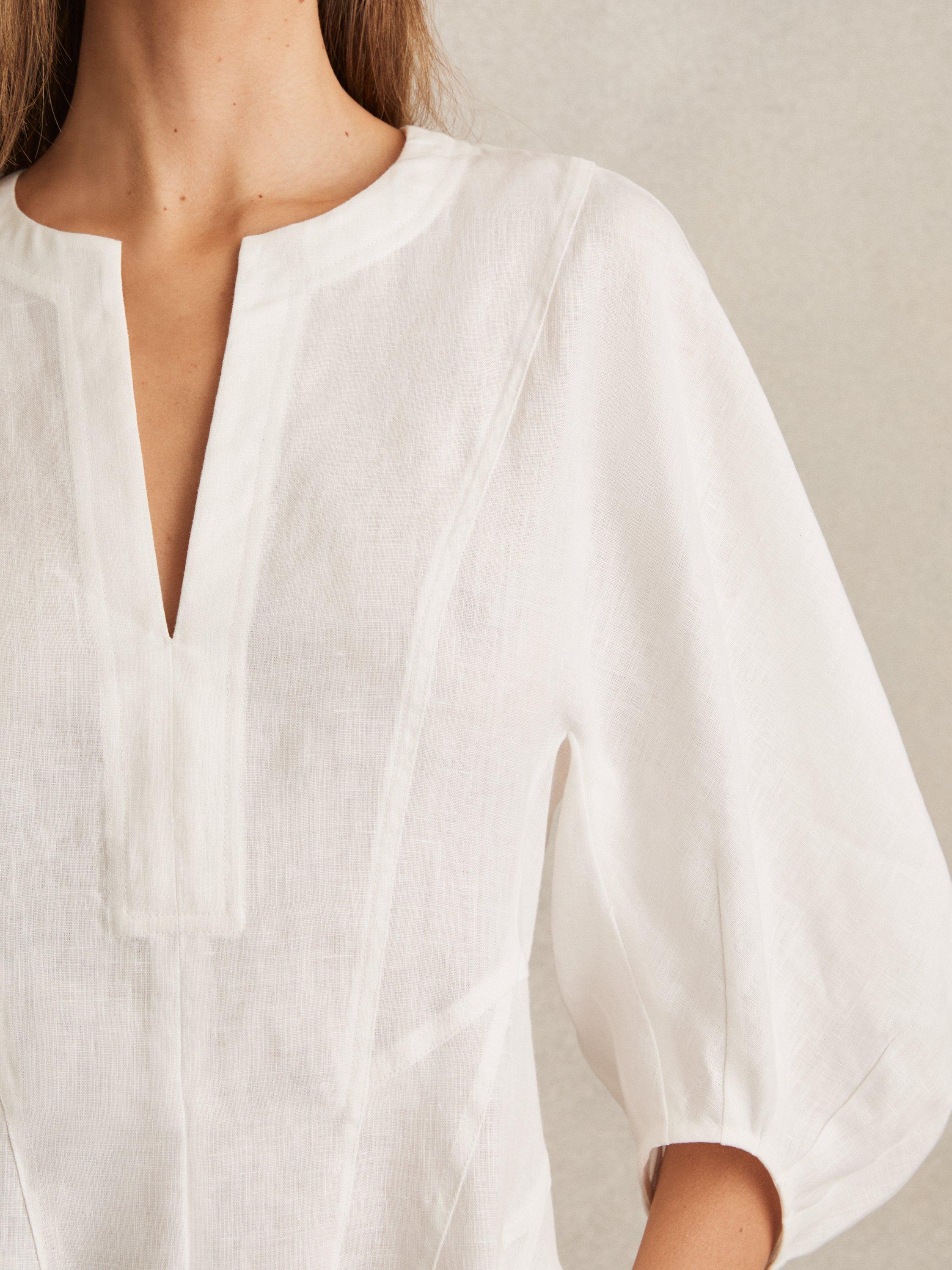 Product image 5 of 5, which shows Reiss Romi Pure Linen Mini Dress, Ivory, 6