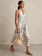 Hobbs Carly Floral Midi Dress, Ivory/Multi