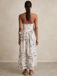 Reiss Carla Palm Print Halterneck Dress, Neutral