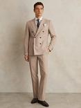 Reiss Venus Wool Blend Double Breasted Suit Jacket, Mid Brown, Mid Brown