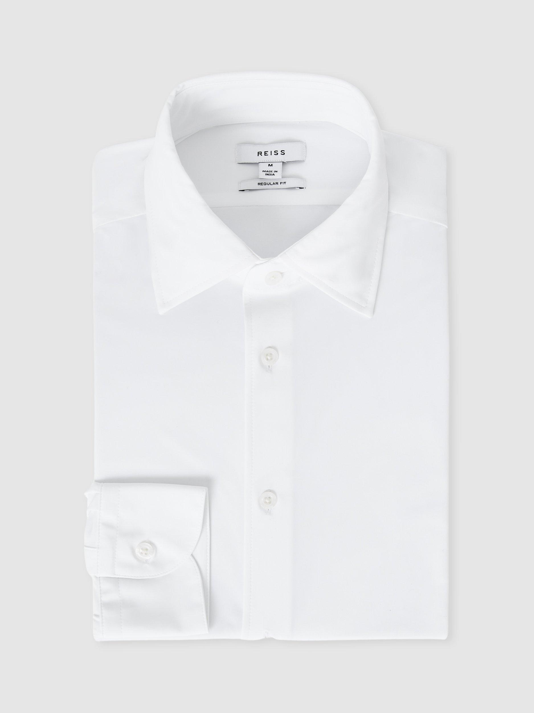 Product image 3 of 5, which shows Reiss Voyager Long Sleeved Tailored Shirt, White, XS
