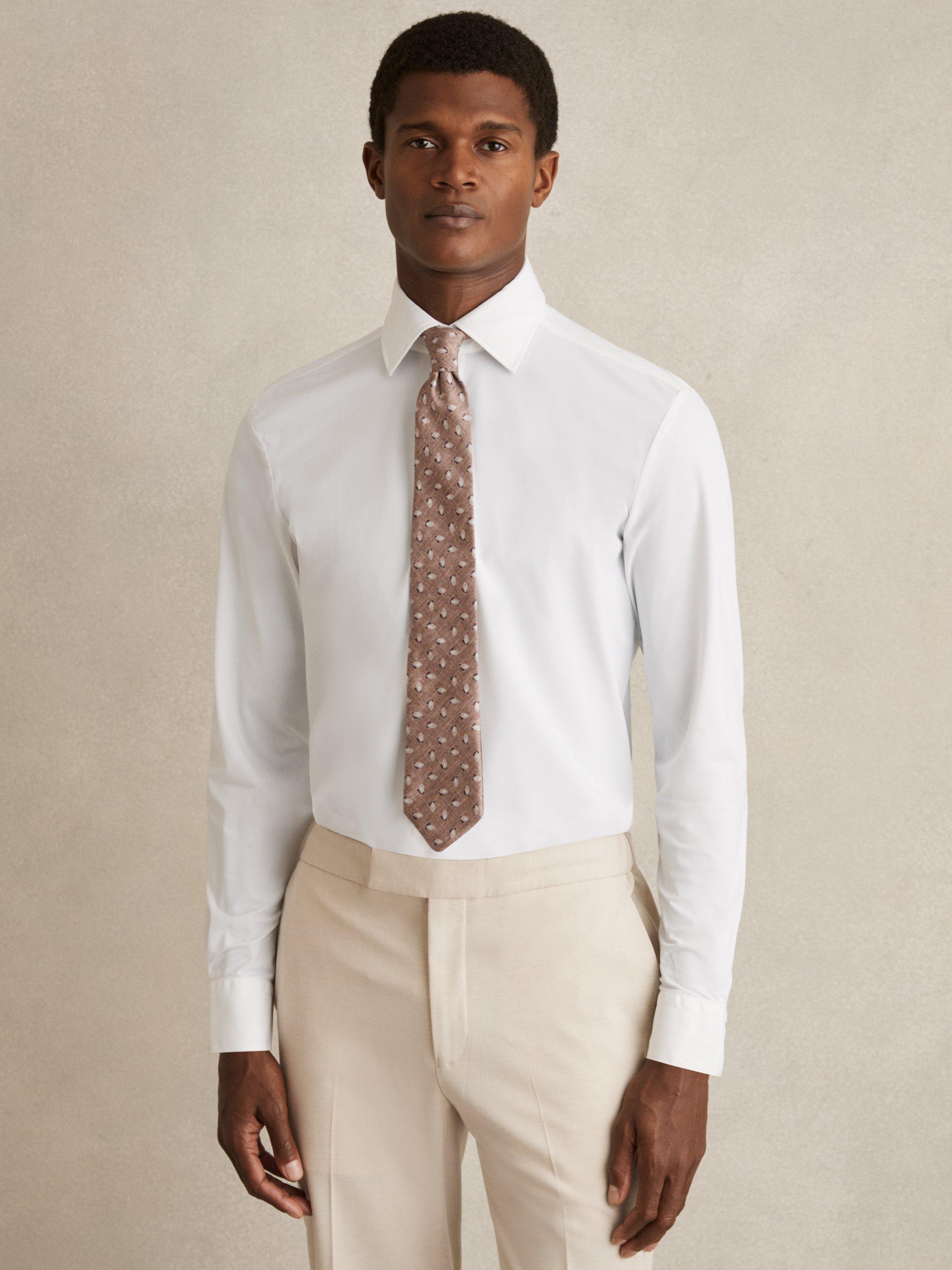 Product image 4 of 5, which shows Reiss Voyager Long Sleeved Tailored Shirt, White, XS