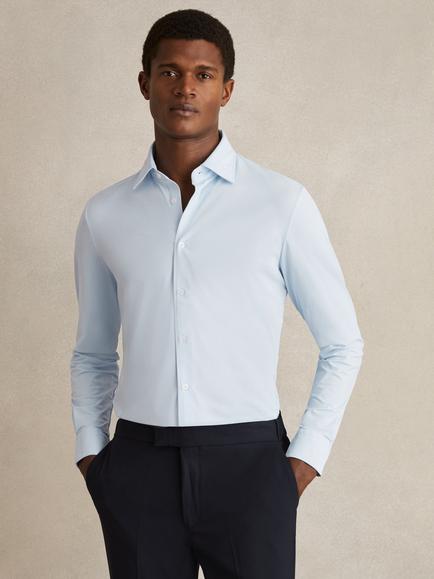 Reiss Voyager Slim Fit Travel Shirt, Light Blue