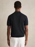 Reiss Tay Cotton Blend Pointelle Knit Zip Through Shirt, Navy