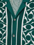 Reiss Edmonds Regular Fit Geometric Revere Collar Shirt, Green/White