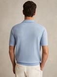 Reiss Duchie Short Sleeve Wool Polo Shirt, Soft Blue