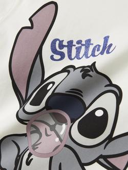 NAME IT Stitch Short Sleeve Jersey Top, Cloud Dancer - view 2, Cloud Dancer