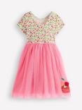 Mini Boden Kids' Ami Cotton Tulle Applique Dress, Salmon Pink Desserts