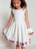 Mini Boden Kids' Harper Cotton Sleeveless Floral Dress, White Embroidered