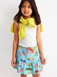 Mini Boden Kids' Cotton Tiered Jersey Skort, Blue Poolside Pets