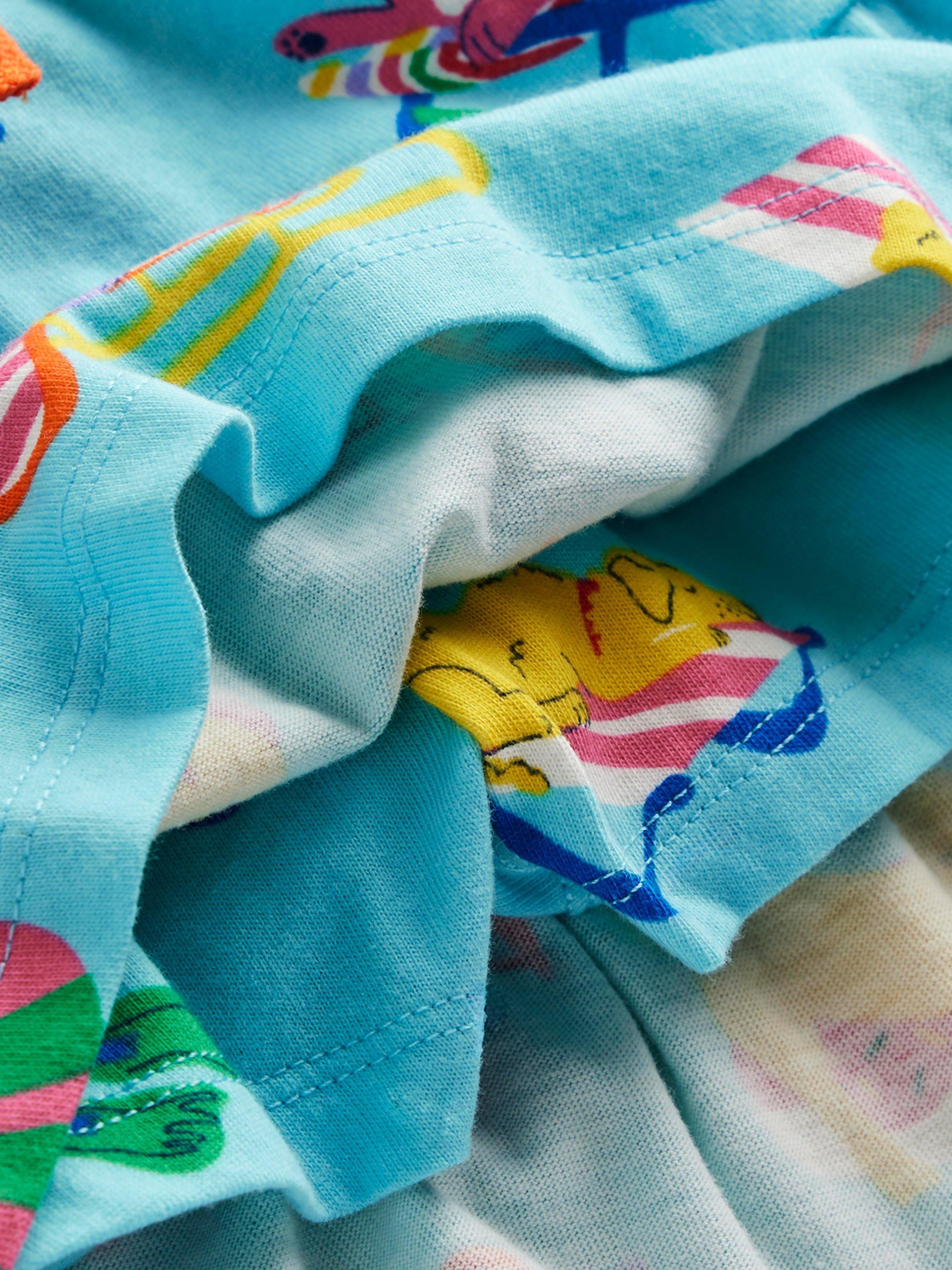 Product image 6 of 7, which shows Mini Boden Kids' Cotton Tiered Jersey Skort, Blue Poolside Pets, 8-9 years