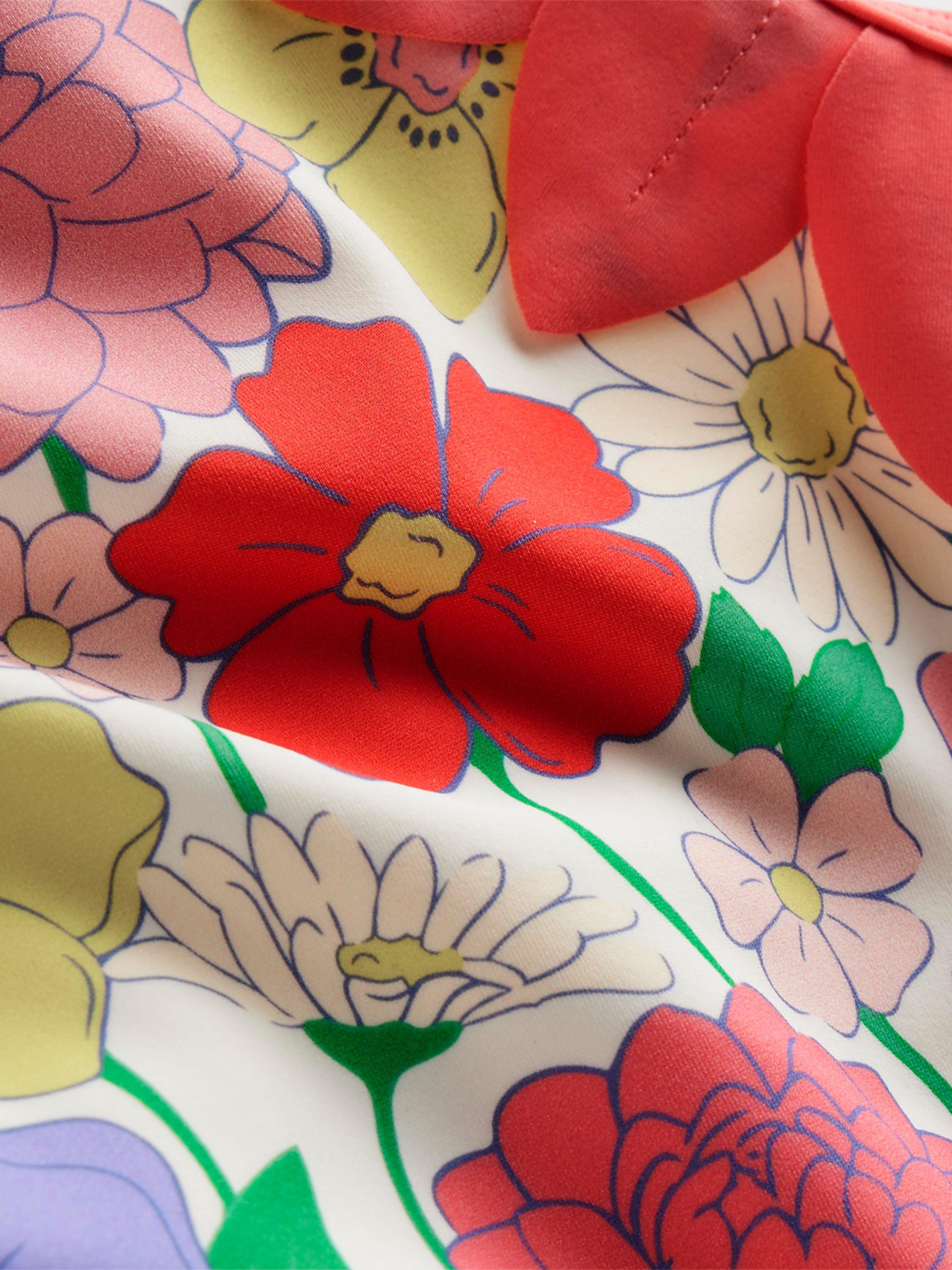 Product image 3 of 3, which shows Mini Boden Kids' One Shoulder Cut-Out Swimming Costume, Multi Summer Garden, 2-3 years
