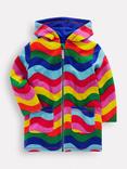 Mini Boden Kids' Romie Cotton Blend Hooded Towelling Top, Multi Wave Stripe