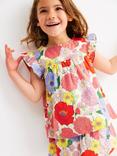 Mini Boden Kids' Juniper Cotton Frill Sleeved Top, Multi Summer Garden
