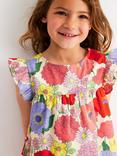 Mini Boden Kids' Juniper Cotton Frill Sleeved Top, Multi Summer Garden