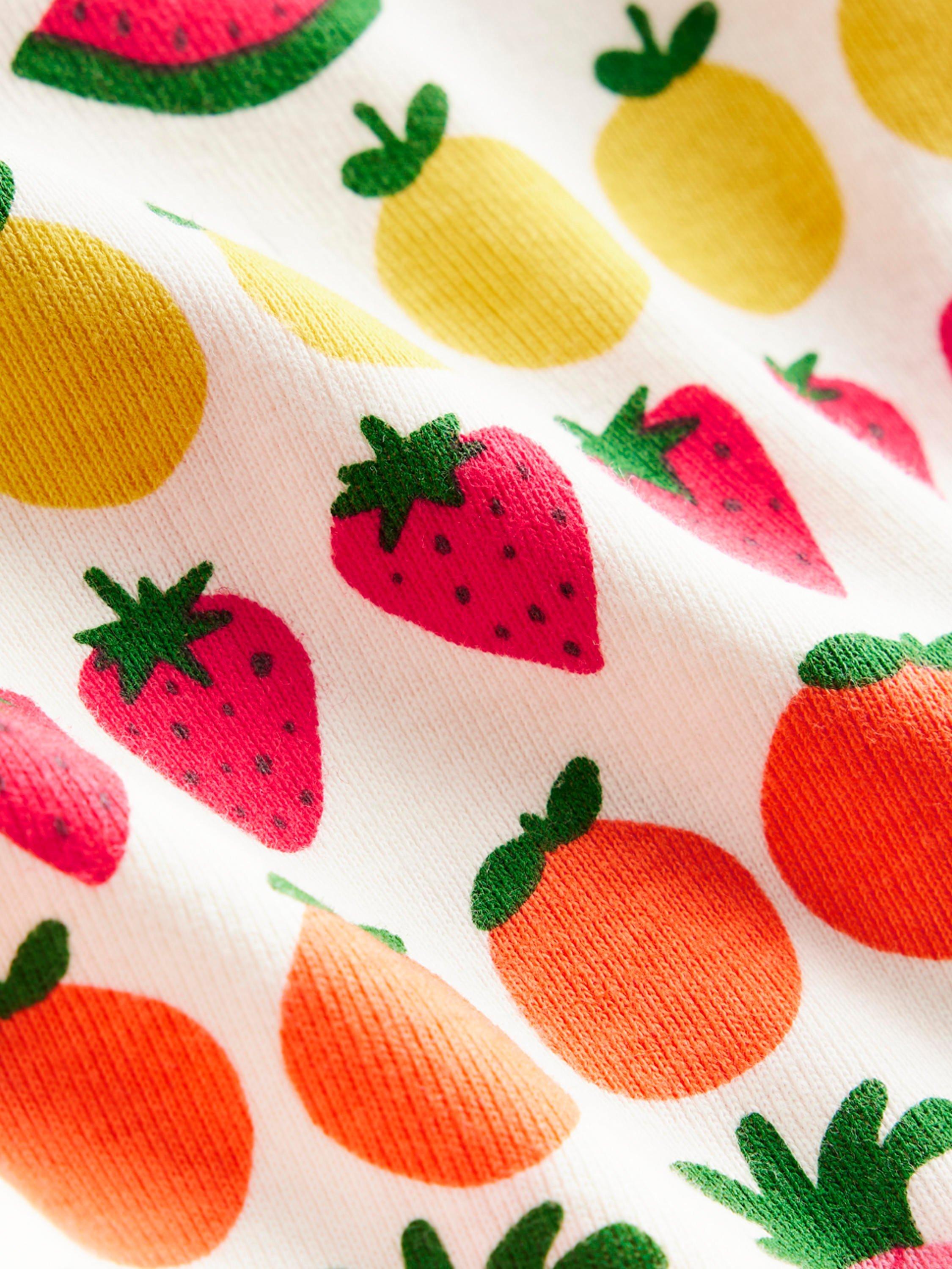 Product image 6 of 6, which shows Mini Boden Kids' Cotton Snug Short Pyjamas, Fruit Stripe, 3 years