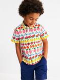 Mini Boden Kids' Cotton Linen Blend Short Sleeved Shirt, Fruit Stripe