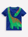 Mini Boden Kids' Cotton Blend Graphic T-Shirt, Bright Blue Dino