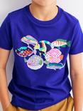 Mini Boden Kids' Cotton Riso Relaxed Printed T-Shirt,  Blue Heron Fish
