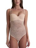 Bye Bra Lace Open Bust Shaping Bodysuit, Beige