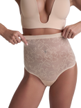 Bye Bra Lace High Waist Shaping Thong, Beige