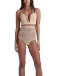 Bye Bra Lace High Waist Shaping Thong, Beige