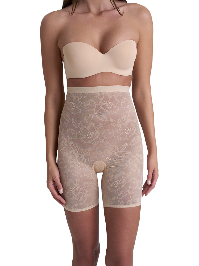 Product image 1 of 8, which shows Bye Bra Lace High Waist Shaping Shorty, Beige, S