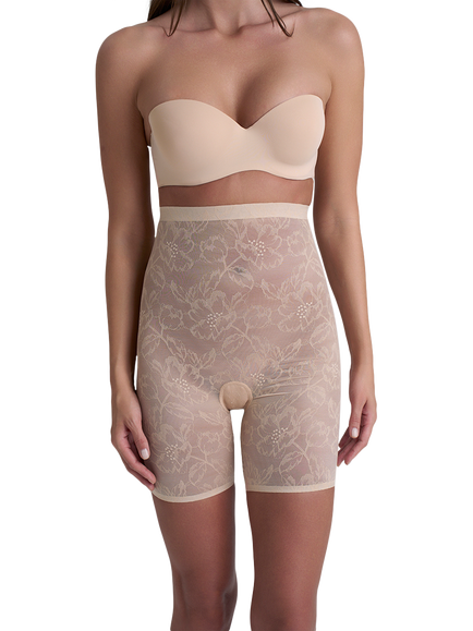 Bye Bra Lace High Waist Shaping Shorty, Beige, Beige