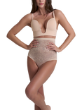 Bye Bra Lace High Waist Shaping Brief, Beige