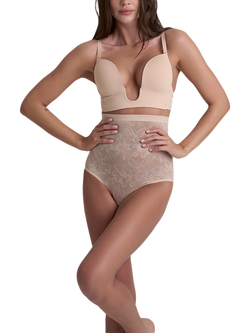 Bye Bra Lace High Waist Shaping Brief, Beige - view 2, Beige