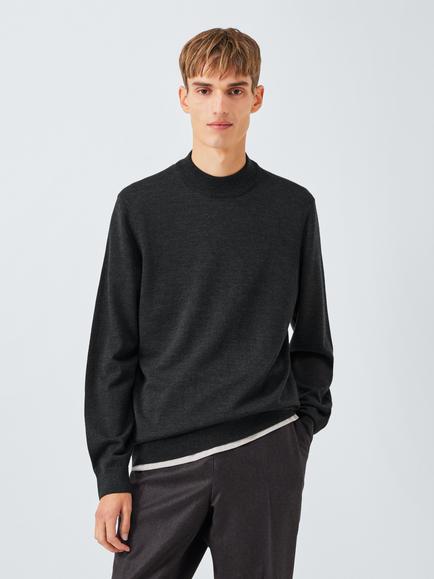 John Lewis J. Lewis The Mock Neck Wool Jumper, Black